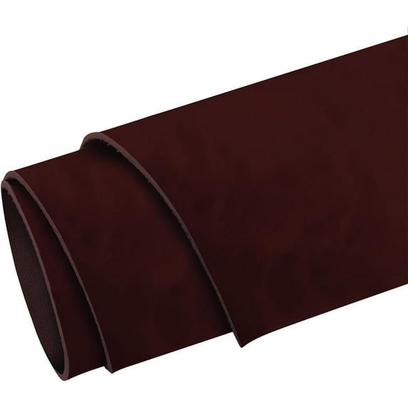 ELW 5-6 oz 2-2.4mm Nappa Oil Tanned & Waxy Finish Leather Pre-Cuts & Hides Size: 12"x36" 30.4-91.4 cm Red Brown Color Full Grain Genuine Craftsman Grade A/B, Leatherworking, Sheets