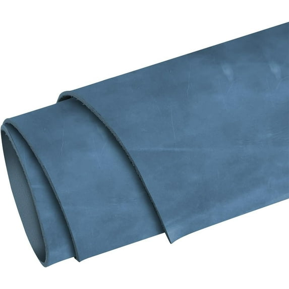 ELW 5-6 oz 2-2.4mm Nappa Oil Tanned & Waxy Finish Leather Pre-Cuts & Hides Size: 24"x48" 61-122 cm Blue Color Full Grain Genuine Craftsman Grade A/B, Leatherworking, Sheets