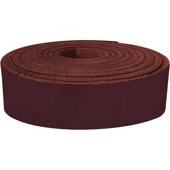 ELW 9-10 oz. 3.5-4mm Crazy Horse Full Grain Cowhide Genuine Leather Strap for Crafts Size: 1.25"x50" 3.2x127cm Blank Belts, DIY, Tooling, Jewelry, Wrapping, Straps, Heavy Duty Burgundy