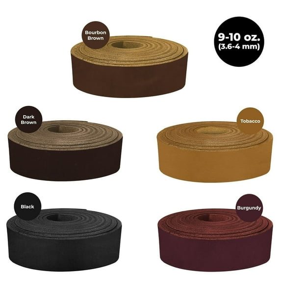 ELW 9-10 oz 3.5-4mm Crazy Horse Full Grain Cowhide Leather Strap for Crafts