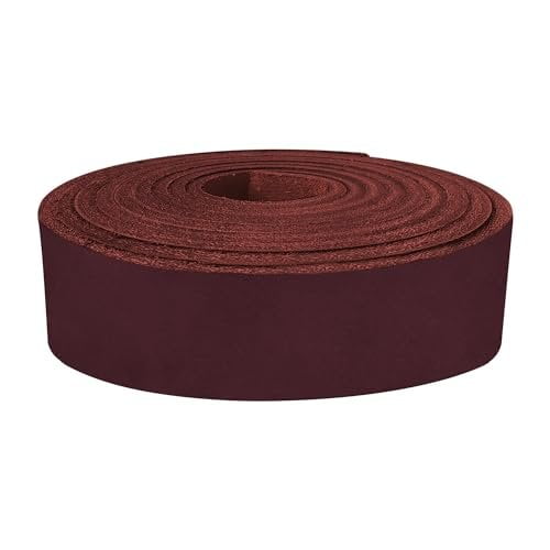 ELW 9-10 oz 3.6-4mm Burgundy Straps, Belts, Strips 1.75" Wide X 72" Length 4.5cm x 1.83m Full Grain Leather Crazy Horse Belt Heavy DIY Craft, Pet Collars, Blanks, Accessory, Jewelry, Wrapping