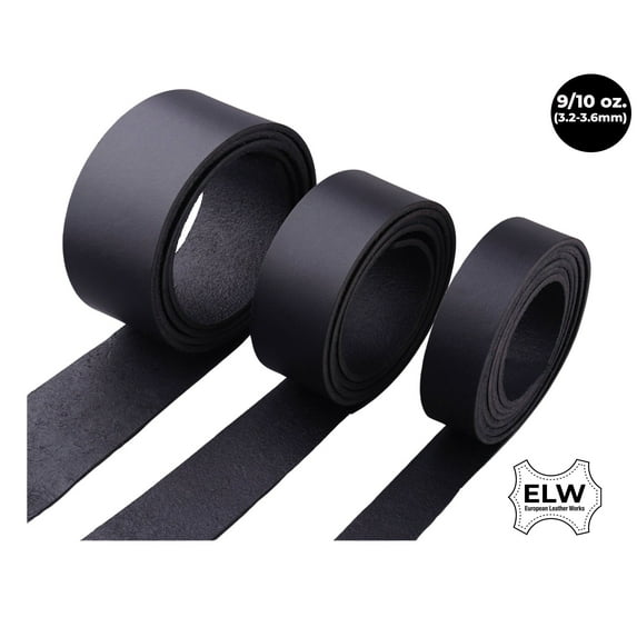 ELW Black Latigo Leather 9-10oz 3.6-4mm Straps, Belts, Strips84" 2.14m Long4" 10.2cm Long Full Grain Leather Cowhide Tooling Leather Heavy Weight