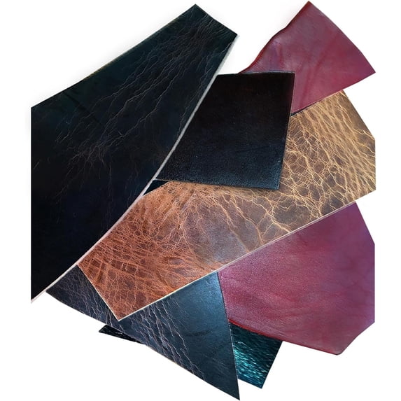 ELW Buffalo Mix Color Leather Scraps 8-10 oz 3-4 mm Heavy Duty Size: 75 LB Weight Genuine Leather Full Grain Remnants for Crafting, Ideal for DIY Leatherworking Projects Color: Mix Color