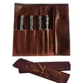 thumbnail image 1 of ELW Chef Knife Roll Case, Full Grain Portable Leather Knife Bag, Knife Holder Roll with 5 Pockets, Cooks, & Kitchen Tools Storage, Lightweight & Travel-friendly Cooking Tools Bag - Dark Brown, 1 of 7