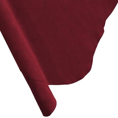 ELW Premium Suede Cowhide 2-4 oz 1-1.6mm - Soft Full Grain Pre-Cut Side Leather - 10-12 SQ FT,Burgundy - USA Made Silky Buffed Suede Fabric Leather for Car Upholstery, Crafts, Garments, Furniture