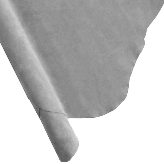 ELW Premium Suede Cowhide 2-4 oz 1-1.6mm - Soft Full Grain Pre-Cut Side Leather - 10-12 SQ FT,Light Grey - USA Made Silky Buffed Suede Fabric Leather for Car Upholstery, Crafts Garments, Furniture