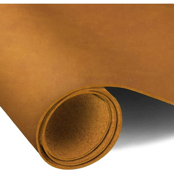 ELW Grass Fed Leather 8-10 oz. 3-4mm Heavy Duty Pre-Cut 6"x6" Tobacco Brown Full Grain Cowhide for Tooling, Carving, Holsters, Belts, Bags, Boots, Shoes, Cases, Repair, Knife Sheaths, Furniture