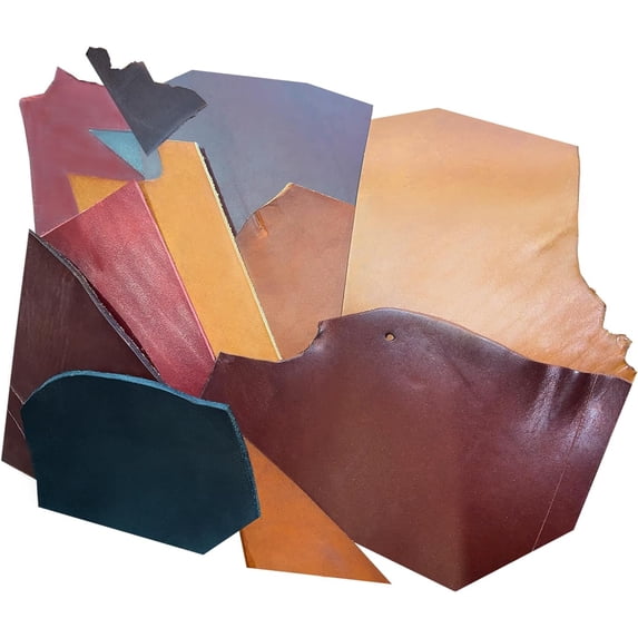 ELW Latigo Mix Colors Leather Scraps 3-6 oz 1.6-2.4 mm Light Weight Size: 20 LB Genuine Cowhide Leather Remnants for Tooling, Molding, Engraving, Carving, Embossing Latigo Mix Colors