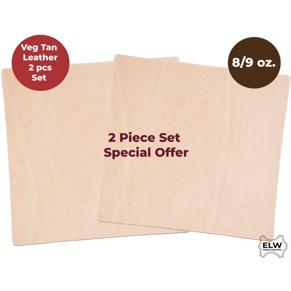 ELW Veg Tan Full Grain Leather 8-9oz 3-3.6mm Pre-Cut 2 Piece Set Special Price