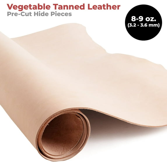 ELW Veg Tanned Leather Shoulder 18-20 SQ FT 8-9 oz. 3.2-3.6mm Thick Cowhide Full Grain Leather Tooling for Molding Sewing Craft Hobby Workshop