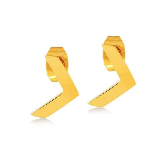 ELYA Jewelry Women's Chevron Shaped Gold Plated Steel Stud Earrings