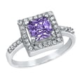 thumbnail image 1 of ELYA Jewelry Women's Cushion-Cut Purple Cubic Zirconia Sterling Silver Ring, 1 of 4