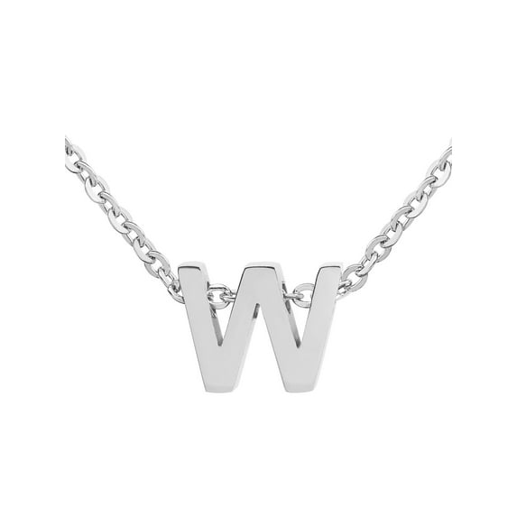 Coastal Jewelry Women's Initial Stainless Steel Necklace (18") - Letter W