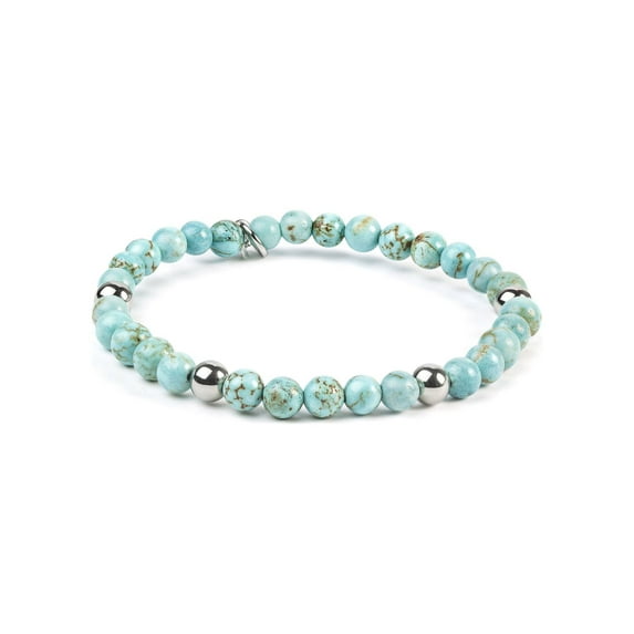 Coastal Jewelry Turquoise Stone Beaded Stretch Bracelet (6mm) - 7"