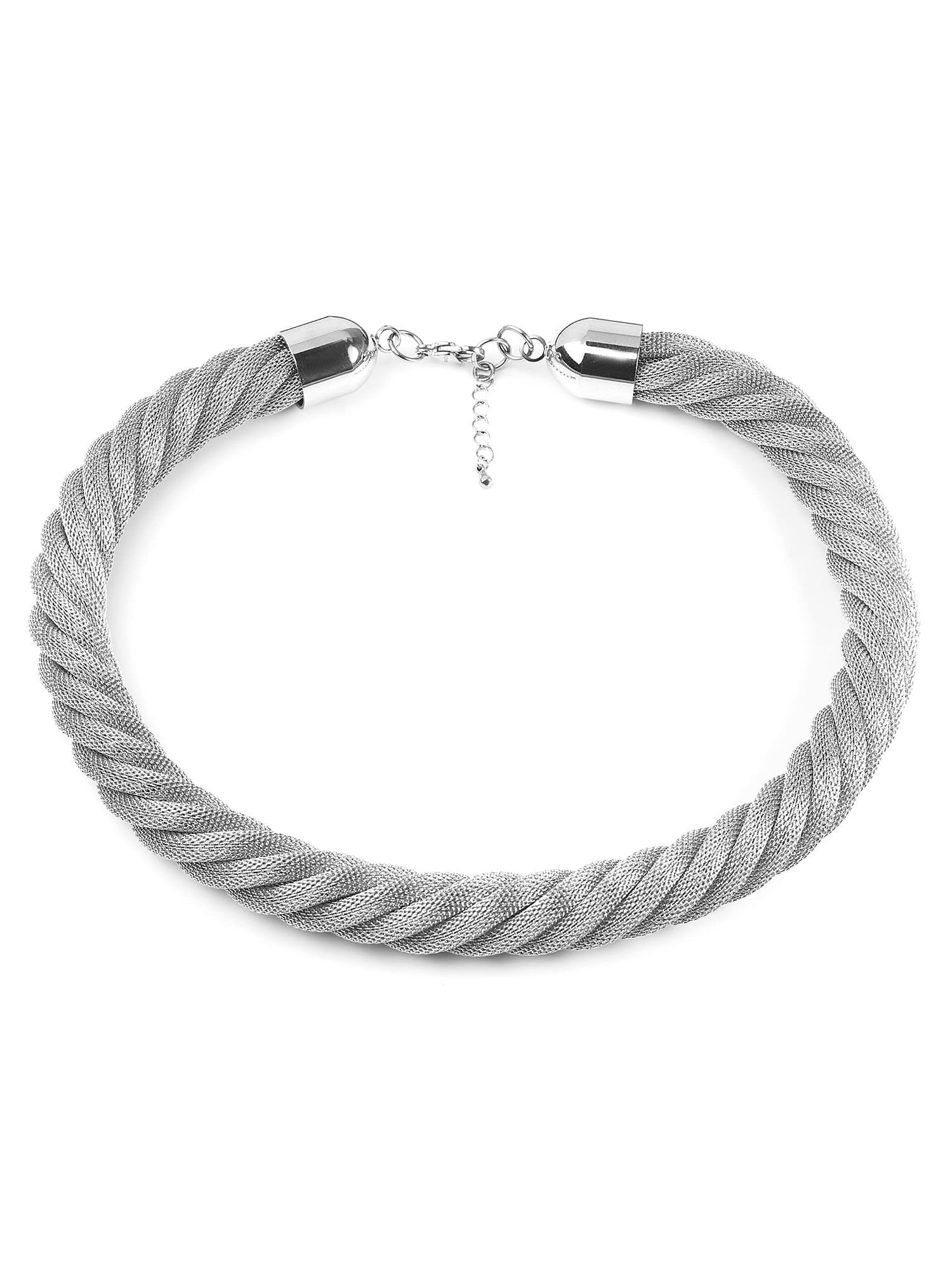 ELYA Polished Twisted Mesh Stainless Steel Necklace (14mm) 18