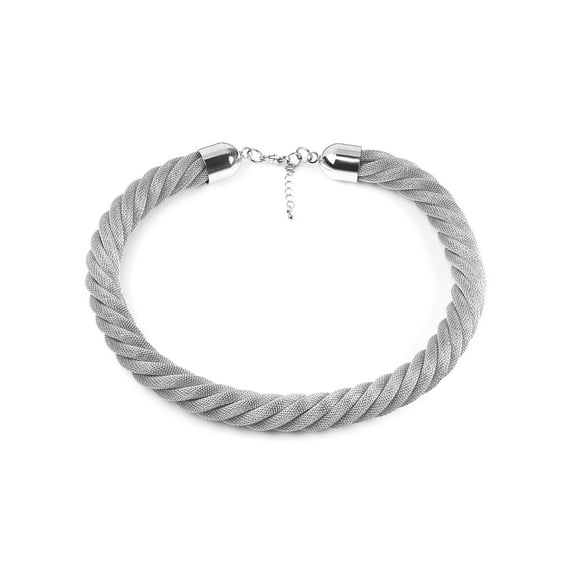 ELYA Polished Twisted Mesh Stainless Steel Necklace (14mm) - 18"