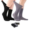 thumbnail image 1 of ELYFER 8 Pairs Thin Bamboo Diabetic Crew Socks for Women (Black-Grey, 9-12), 1 of 6