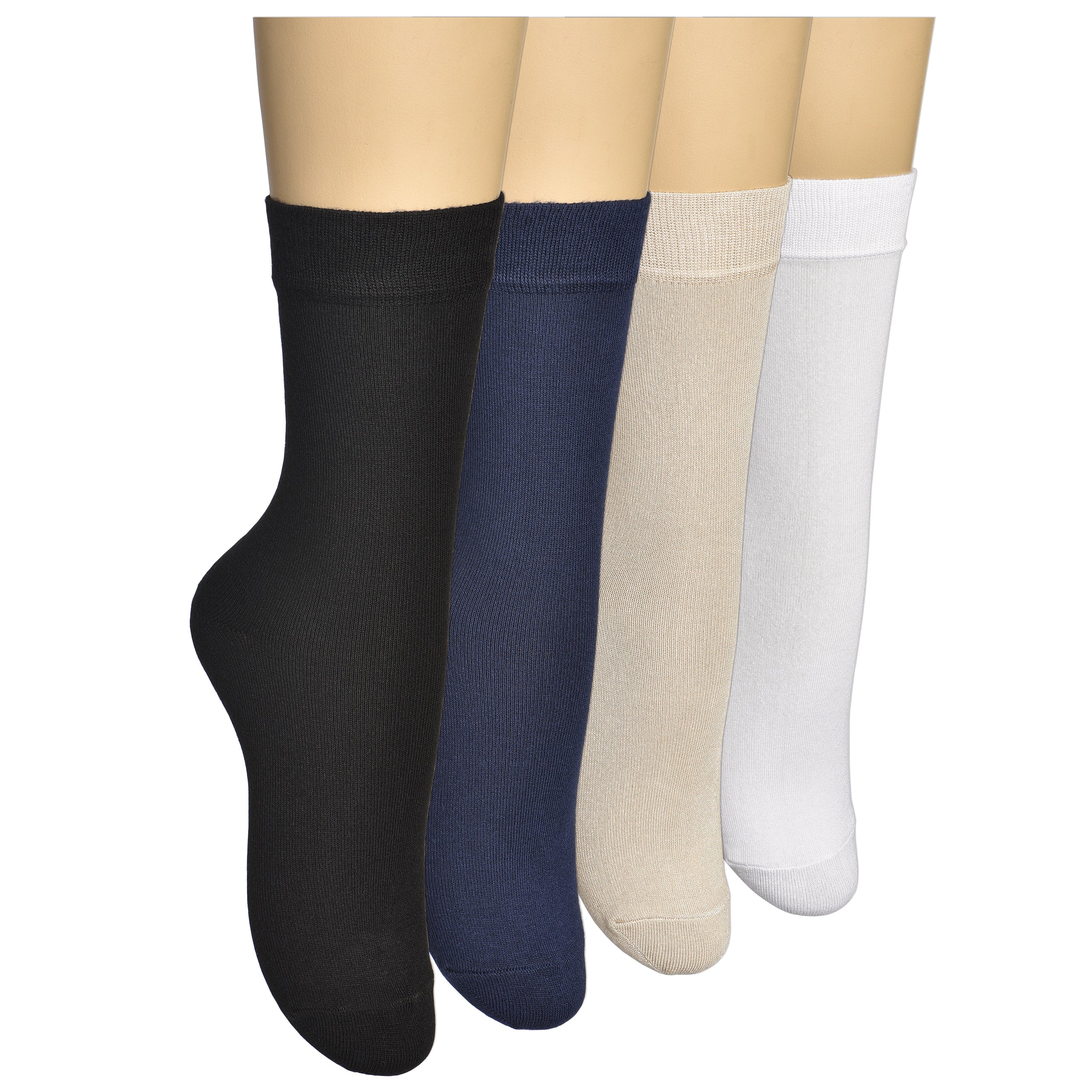 ELYFER, Women Thin Bamboo Socks, Above Ankle, Dress Socks, Mix - 4 Pairs