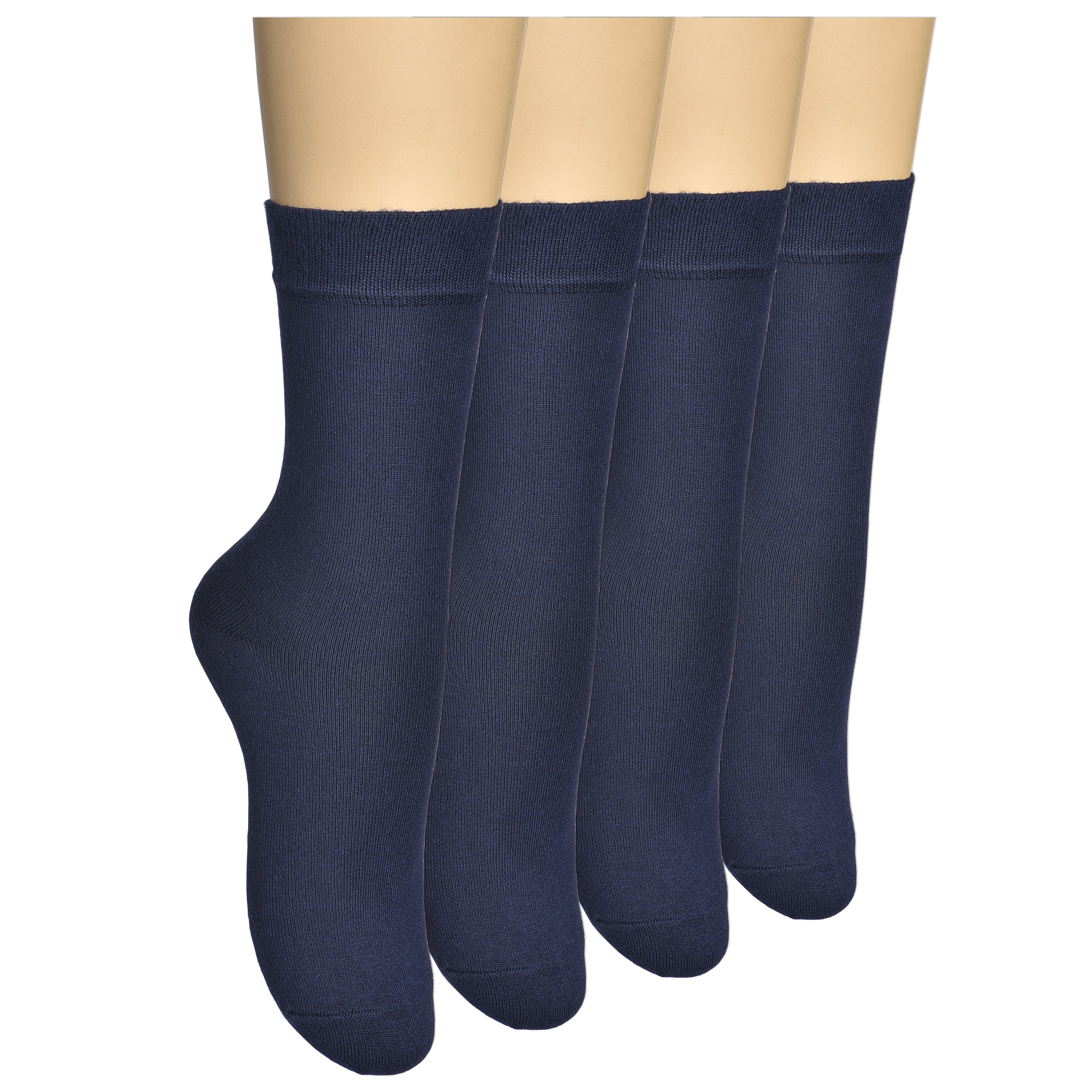 ELYFER, Women Thin Bamboo Socks, Above Ankle, Dress Socks, Navy - 4 Pairs