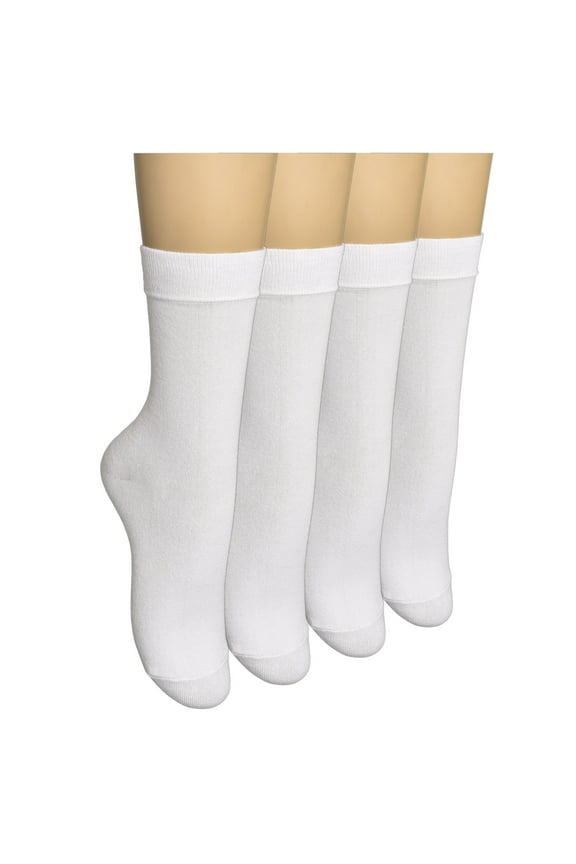 , Women Thin Bamboo Socks, Above Ankle, Dress Socks, White - 4 Pairs