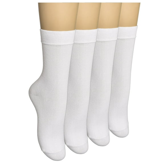 ELYFER Women's Premium Thin Cotton Dress Socks - 4 Pairs in Gift Box - Business or Casual Ultra Soft Lightweight Comfortable Breathable Seamless Toe Trouser Crew Socks for Women