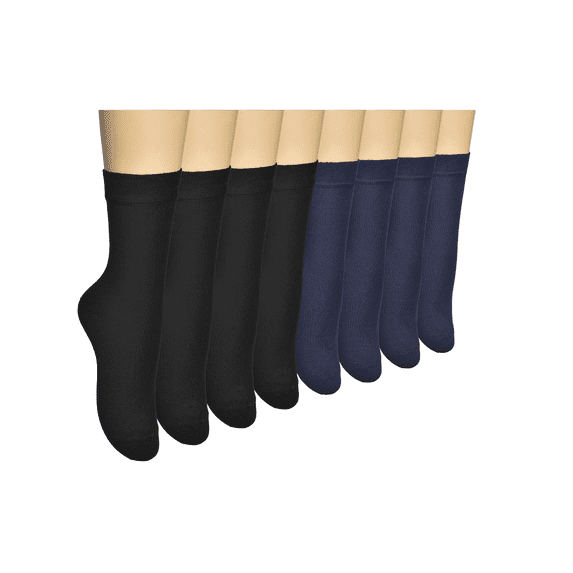 ELYFER Women's Premium Thin Cotton Dress Socks - 8 Pairs in Gift Box - Business or Casual Ultra Soft Lightweight Comfortable Breathable Seamless Toe Trouser Crew Socks for Women