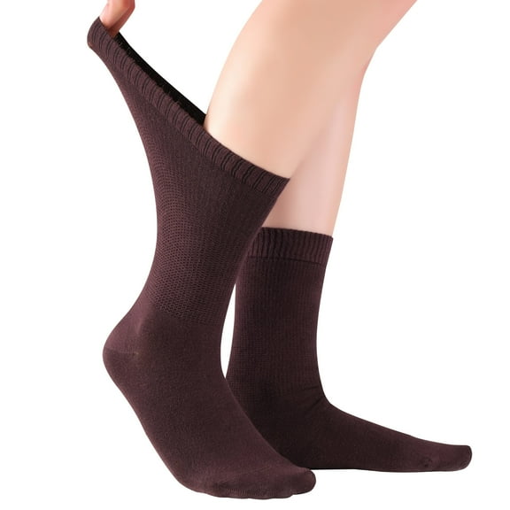 ELYFER Women's Stretchy Bamboo Crew Socks, Brown (4)