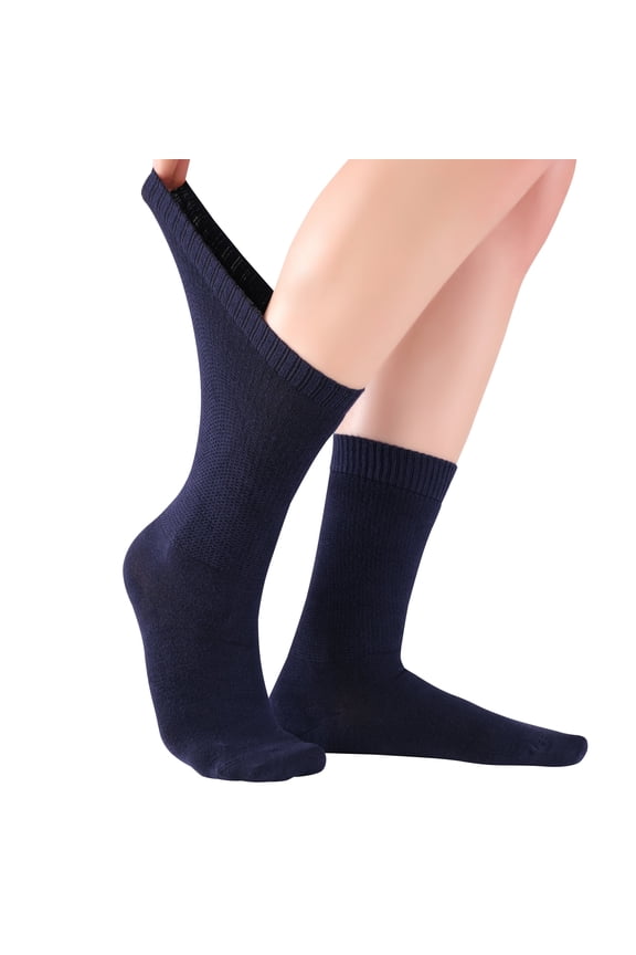 Women's Thin Bamboo Diabetic Crew Socks - 4 Pairs in Gift Box – Wide Loose Fit Ultra Soft Stretchy Seamless Toe Non-Binding Lightweight, Comfortable, Breathable Diabetes Dress Socks for Women