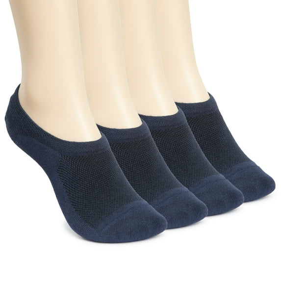 ELYFER Women's Ultra Soft Bamboo No Show Liner Socks - 4 Pairs in Gift Box - Low Cut Non-Slip Invisible Athletic Casual Breathable Lightweight Cool Comfort Performance Socks for Women
