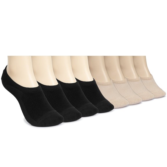 ELYFER Women's Ultra Soft Bamboo No Show Liner Socks - 8 Pairs in Gift Box - Low Cut Non-Slip Invisible Athletic Casual Breathable Lightweight Cool Comfort Performance Socks for Women