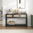 thumbnail image 1 of ELYKEN 51.2" W Rattan Console Table with 3 Drawers MDF, Black, 1 of 8