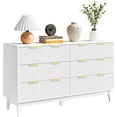 thumbnail image 1 of ELYKEN 54" Fluted Dresser for Bedroom, White Wood 6 Drawer Dresser with Faux Marble Top and Gold Handle, Modern Large Wide Chest of Drawer for Living Room, Hallway, 1 of 9