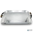 thumbnail image 1 of ELYON 21" Rectangular Serving Tray with Horn Handles, Handmade Silver Platter, 1 of 6