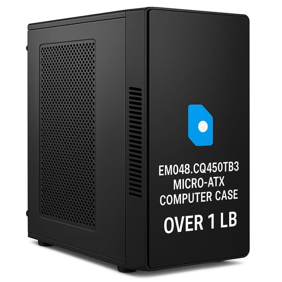 EM048.CQ450TB3 Mi Tower Micro-ATX Case High-Performance Compact Computer Chassis for Gamg and Office PCs, Supports Micro-ATX Motherboards, Durable Steel Build Over 1lb, Enhanced Airflow and Cable M