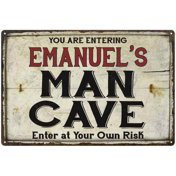 EMANUEL'S Man Cave Sign Rustic 8 x 12 High Gloss Metal 208120035501
