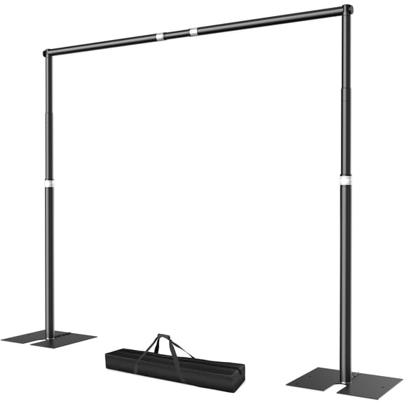 EMART 10x12ft Heavy-Duty Adjustable Pipe & Drape Stand Kit with Steel Base – Professional Backdrop Frame for Photography, Weddings, Events (Black)
