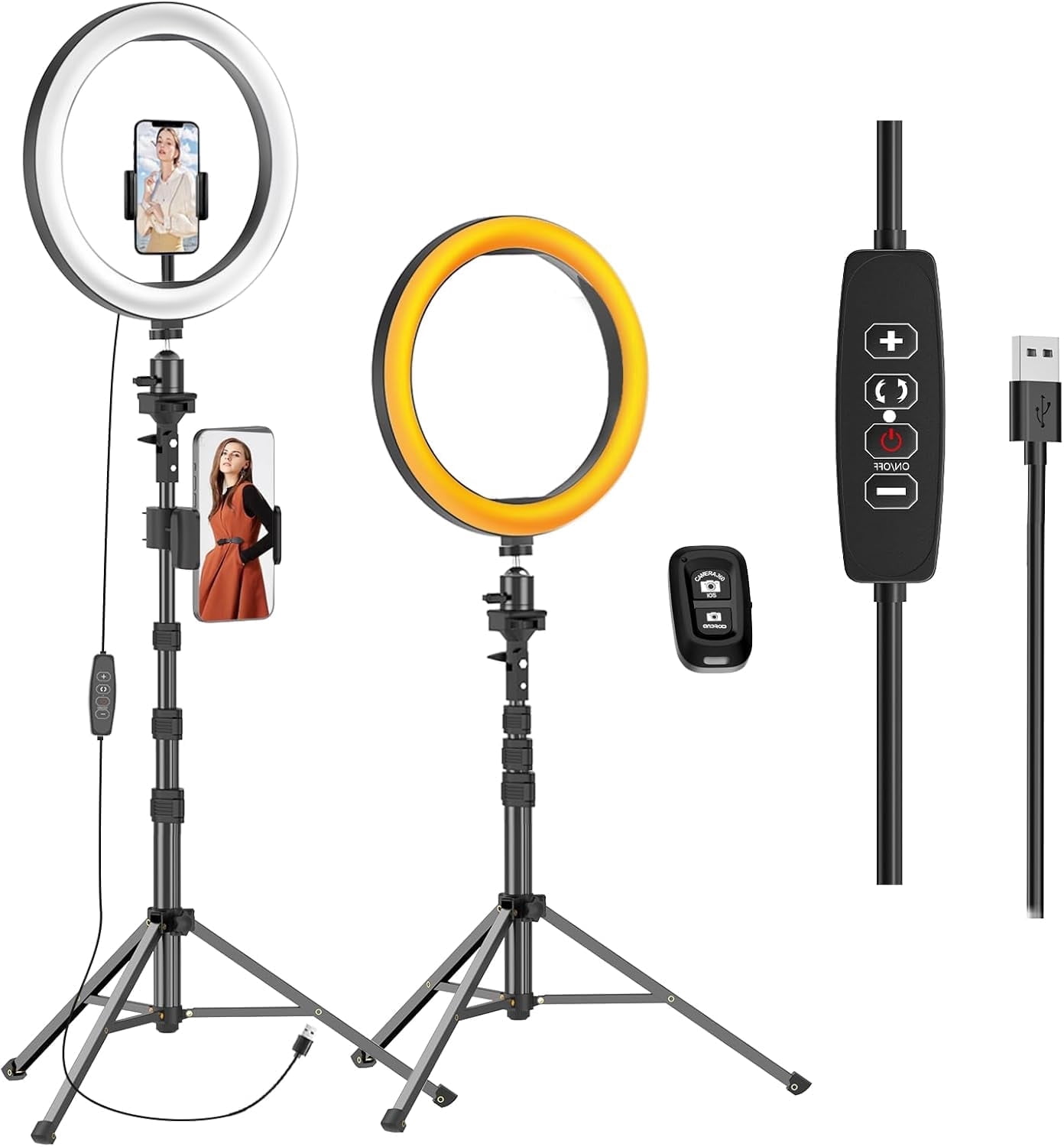 EMART 12" Ring Light with 55" Extendable Tripod Stands and Phone Holder for Selfie Camera Photography, Make-up, YouTube, Vlog, Live Streaming