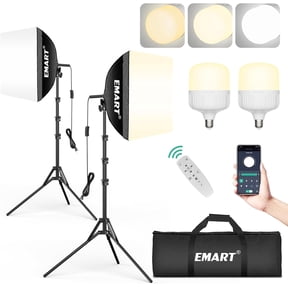 EMART 1616" Professional Softbox Lighting Kit with 50W Dimmable LED, 3000 to 6000K Adjustable Color Temperature with Remote Control for Photography Studio, YouTube Live Streaming, 2 Pack