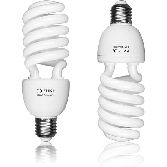 EMART 2-Pack 45W Full Spectrum CFL Daylight Bulbs (5500K) – for Photography, Studio Softbox Lighting, Portrait Shooting & Household Use