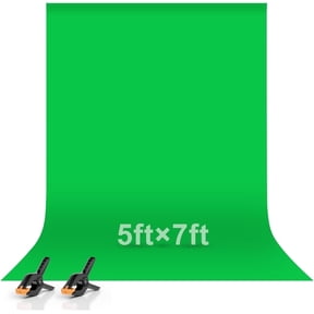 EMART 5x7ft Green Screen Backdrop, Photography Green Background Fabric with 2 Spring Clamps for Photoshoot, Meeting, Live Stream