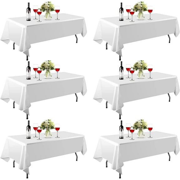 EMART 60×126 inch Rectangle Tablecloth, 6 Pack White 100% Polyester for Banquet, Wedding, Party, Picnic