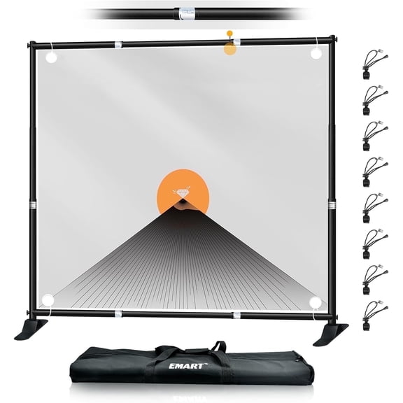 EMART 8x8ft Professional Heavy Duty Banner Stand Kit with Adjustable Frame & Carry Bag – Portable Backdrop System for Trade Shows, Photography Studios