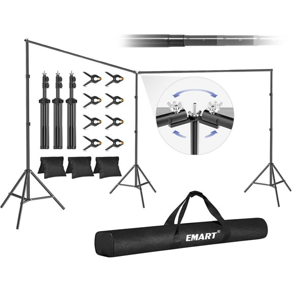 EMART Backdrop Stand, 20x7ft Large Adjustable Background Support System with 308 Angle Rotatable Connector for Party, Wedding, Photography Studio