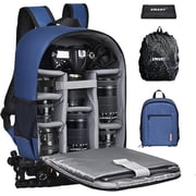 EMART Camera Backpack, Professional Camera Bag with Waterproof Rain Cover for SLR/DSLR Mirrorless Cameras & 13" Laptop, Blue