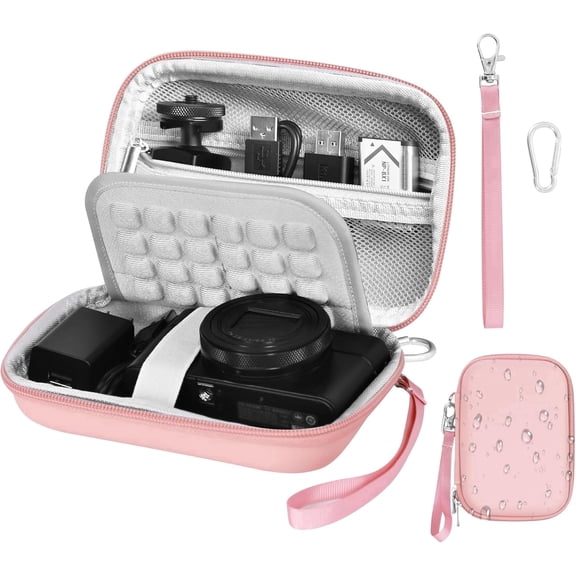EMART Digital Camera Case, Portable Camera Bag with EVA Anti-Shock Bubble (Case Only), Pink, Carrying & Protective Bag, Small, Travel, Photography