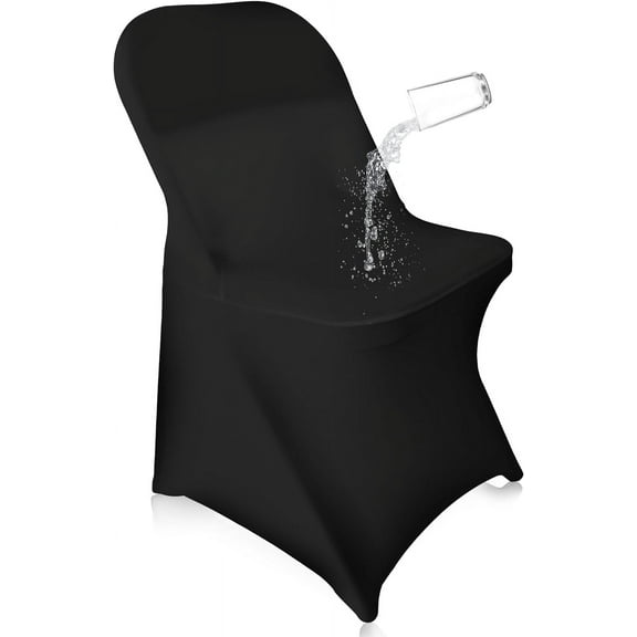 EMART Folding Black Chair Covers 25 Pcs, Polyester Spandex Universal Standard Seat Slipcovers for Wedding, Party, Banquet