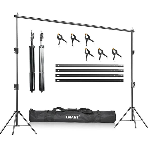 EMART Heavy Duty Backdrop Stand, 8.5 x 10ft Adjustable Photo Background Support System Kit with Carry Bag for Photography