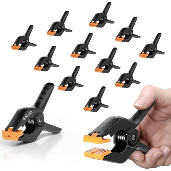 EMART Heavy Duty Spring Clamps 12 Pack 4.5 inch Plastic Large Professional Backdrop Clips Clamps for Backdrop Stand, Pool Cover, Photography Studio, Balloon Arch, Woodworking