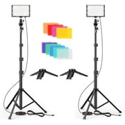 EMART LED Video Light 11 Brightness, 9 Color Filters Dimmable Photography Continuous Lighting, Adjustable Tripod Stand, Portable Fill Light for Photo Studio Shooting.