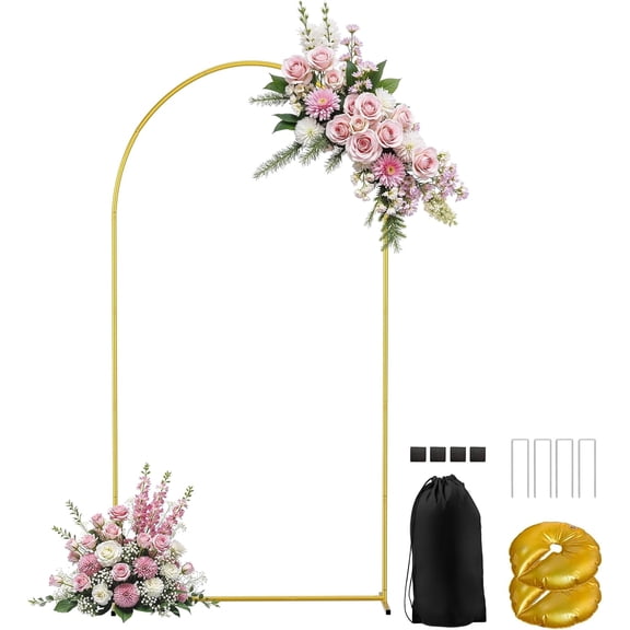 EMART Metal Arch Backdrop Stand 6.6ft with Ground Nails & Carry Bag, Wedding Arches Frame for Wedding Decor, Baby Shower, Birthday Party